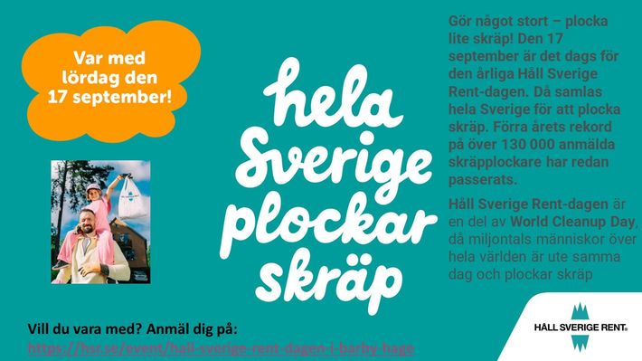 Håll Sverige Rent-dagen i Bärby Hage - Lördagen 17/9 kl.10 - ca 12